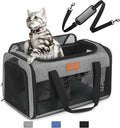 PETUX Airline Approved Pet Carrier - 17x11x9.5 in, Underseat, Top & Side Entry, Soft Sided Cat Dog Carrier for Small Cat & Dog Up to 12 lbs with Breathable Anti-Scratch Mesh for Travel & Vet - Grey