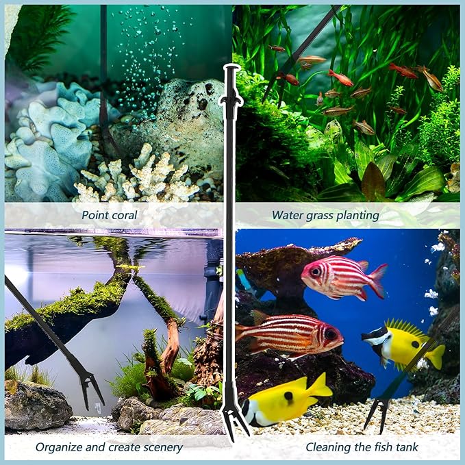 Gisafai 2 Pcs Plastic Aquarium Tongs 27 Inches Long Multi Purpose Trimming Feeding Aquarium Tools for Fresh Water Saltwater Fish Tanks Coral Plant