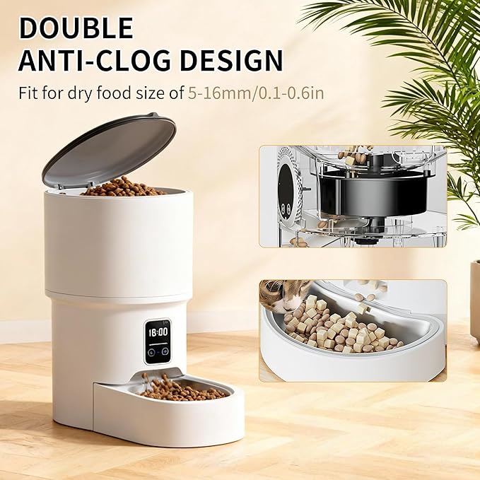 RPZ Automatic Cat Feeder and Water Dispenser Set, Auto Cat Feeder with Timer, Large Capacity Cat Food Dispenser Automatic,Easy Clean Automatic Feeder for Cats – Ideal for Busy Pet Owners
