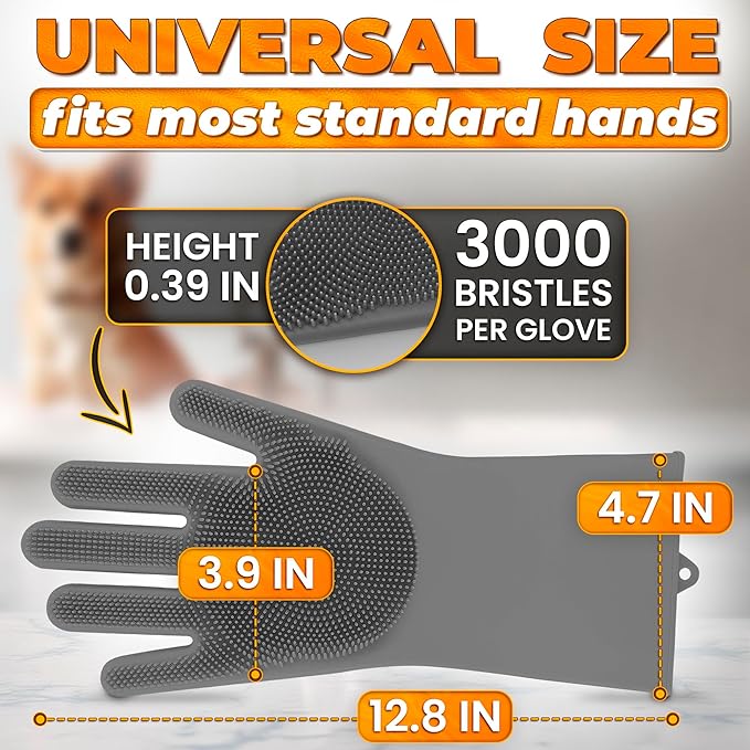 ALPENKOK Silicone Dish Gloves with Scrubbers – Thick Tear-Resistant Dishwashing Gloves – Long-Lasting | Household Use