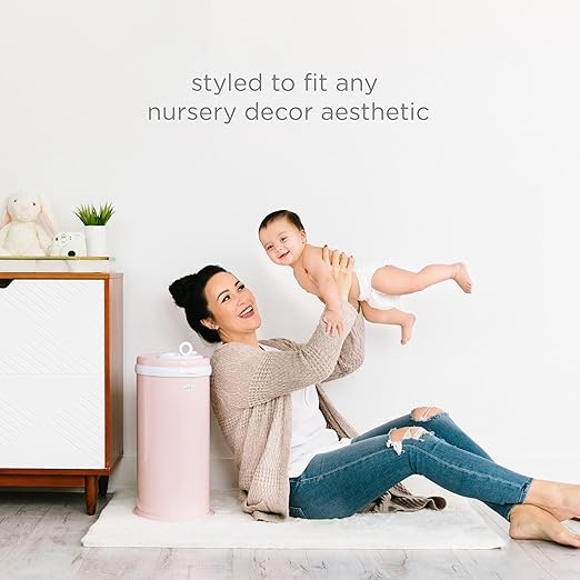 Ubbi Steel Diaper Pail, Odor Locking, No Special Bag Required, Award-Winning, Registry Must-Have, Blush Pink