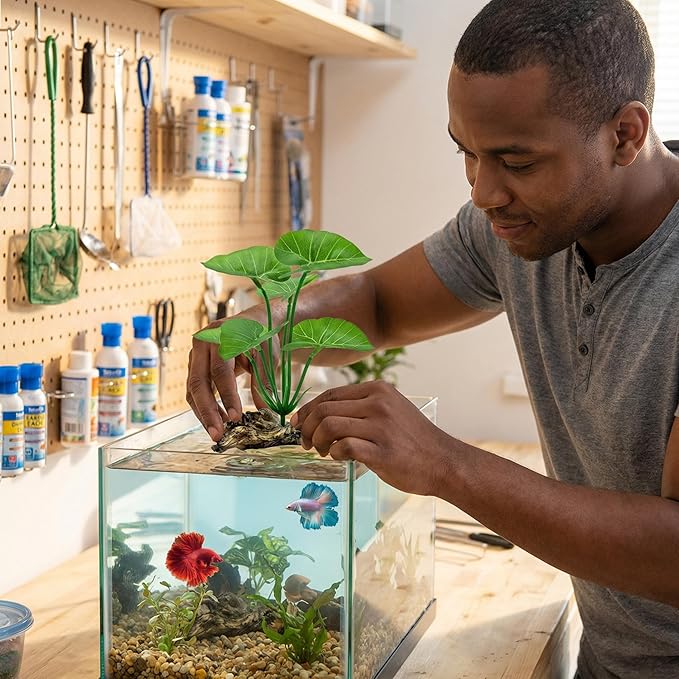 10-Pack Betta Fish Tank Decorations Silk Aquarium Plants for Aquarium Decor, Realistic Fish Tank Plants - Goldfish Tank, Reptile, Turtle Decorations Plants