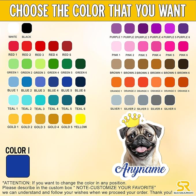 Custom Pet Name Sticker Personalized Text Face Photo Crown King Queen Animal Lovers Decal Waterproof Die Cut Vinyl & Transparent DTF Decal for Laptop Helmet Car Cup Phone Tablet for Male Female
