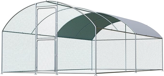 Large Chicken Coop, Chicken Coops for 20 Chickens, Chicken Runs for Yard with Water Poof & UV Resistance Cover, Dome Roof Chicken Coop Run with Double Lockable Doors for Outdoor Backyard