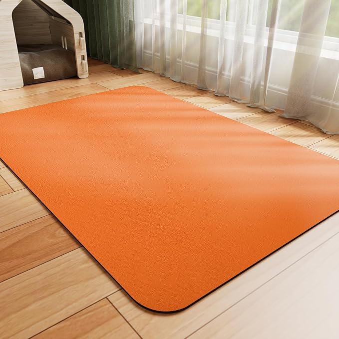 Dog Food Mat - Absorbent Cat Mat for Food and Water, No Stains Pet Feeding Bowl Mat, Easy to Clean Pet Placemats, Quick Dry Dog Water Dispenser Mat for Messy Drinkers | Orange 18"x34"