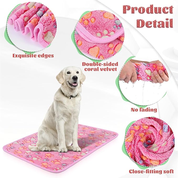 SHENLIU 18 Pcs Fleece Pet Blanket, 9 Style Small Fleece Pet Blanket Soft Warm Sleep Mat Fluffy Cute Puppy Supplies Paw Star Print Design Bed Blankets for Dog Cat Kitten Animals