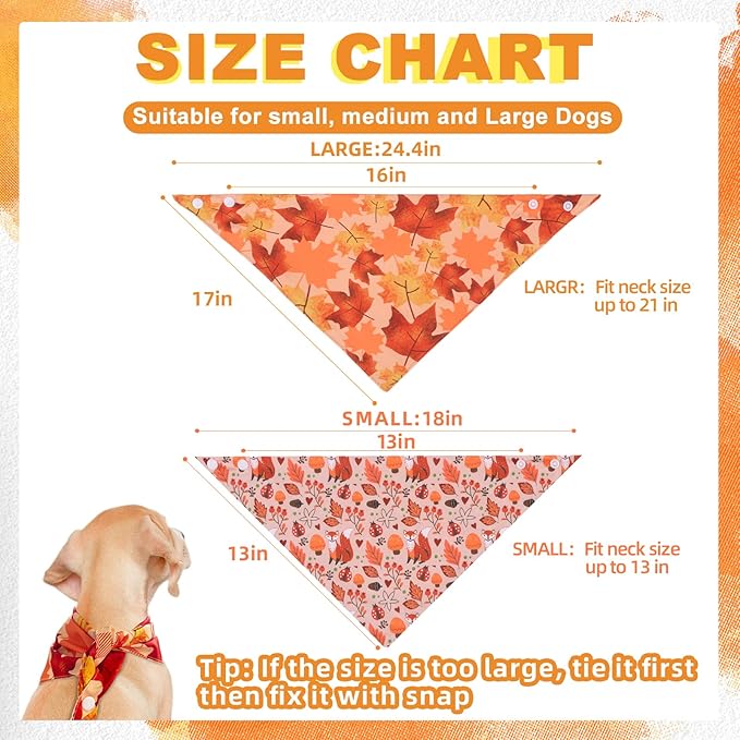 PAWCHIE Dog Bandanas Small Reversible Styles Pet Triangle Scarf Bibs - Adjustable with Two Snaps - Kerchief Set Accessories for Dogs, Puppy, Cats