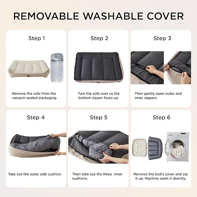 Bedsure SupportMax™ XL Pro Orthopedic Dog Beds Large Sized Dog - Extra Thick Supportive Dogs Couch with Waterproof Washable Cover, Extra Large Comfort Pet Sofa with Soft Sherpa & Nonskid Bottom, Beige