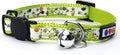 Pawtitas Glow in The Dark Cat Collar with Breakaway Safety Buckle & Bell Adjustable Kitten Collar, Green