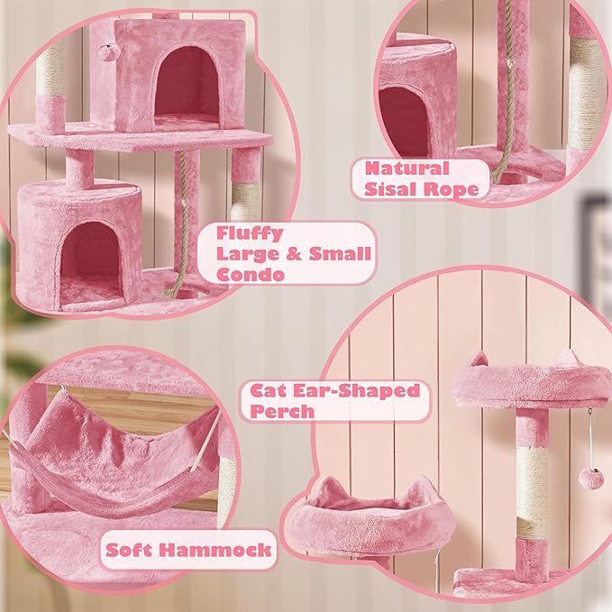 Topeakmart 70.5in Cat Tree, Cat Furniture with 2 Condos & 2 Foam-Padded Perches & Scratching Post & Fur Ball, Cat Tower for Indoor Cats