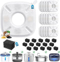 32 Pcs Cat Water Fountain Filters for Veken 95oz/2.8L, 67oz, 85oz, 135oz Dog Water Fountain Automatic Pet Fountain Dog Water Dispenser 16Pcs Pet Fountain Filter Replacement & 16Pcs Pre-Filter Sponges