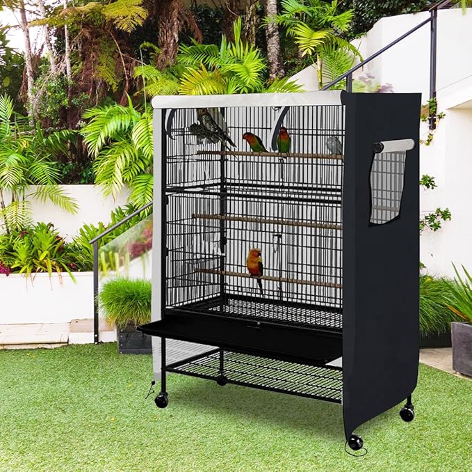 Universal Bird Cage Cover, Dark Colored Drape for Animal Crate, Waterproof & Washable Night Cover for Cages, Distraction and Light Eliminator for Mink, Totoro, Parakeets, Parrot (L - 31”L×22”W×41”H)