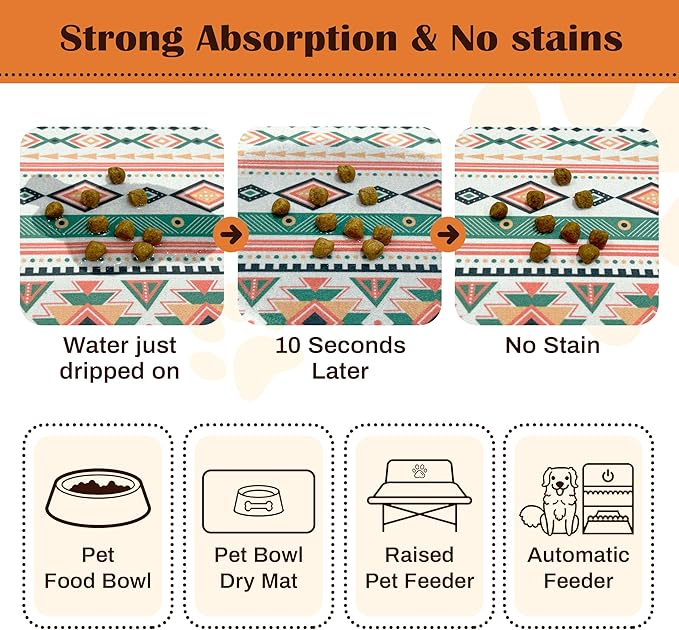 Pet Feeding Mat for Floors Waterproof Dog Mat for Food and Water Absorbent Quick Dry Non Slip mat for Cat Bowls