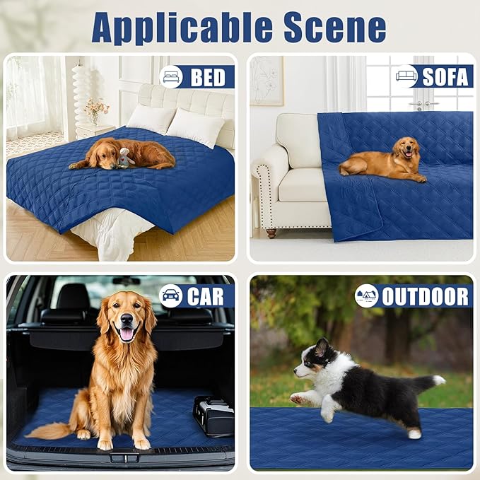 Smiry Waterproof Dog Bed Cover Blanket 40x80, Soft Reversible Pet Blanket, Washable Leakproof Cats Dogs Couch Cover for Sofa, Couch, Furniture, Navy/Navy