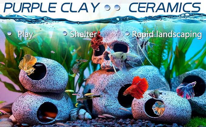 Ameliade Aquarium Decorations Cave Fish Tank Accessories Rock Decor for Shrimp Cichlid Hiding Breeding Small Fish Bowl Hide Decoration Betta Toys Hideout Stones House（Medium）