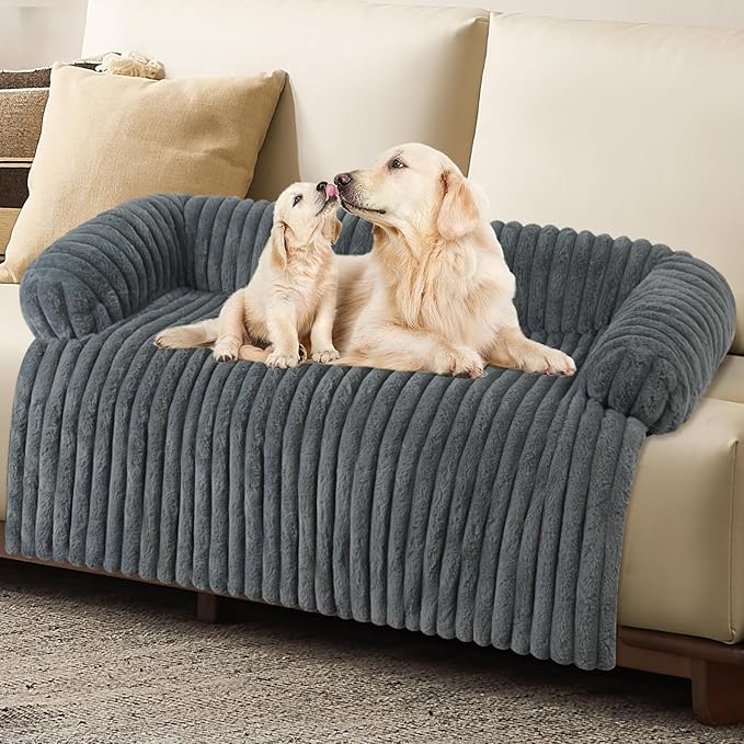 Wn's Day Luxurious Dog Couch Bed, Washable Calming Dog Couch Cover, Removable Couch Protector for Dogs, Waterproof Sofa Bed, Pet Bed Mats for Couch, Pet Couch Covers for Sofa(Grey, XL)