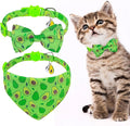 EXPAWLORER Cute Cat Collar Breakaway with Bells - 2 Pack Fruit Adjustable Pet Collar with Removable Bow Tie and Bandana, Safety Buckle for Girl Boy Cats Kitten, Avocado