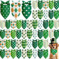 Weewooday 50 Pcs St Patricks Day Bandanas Bulk for Dogs Adjustable Irish Shamrocks Clover Green Plaid Triangle Soft Bibs Puppy Bandana for Small Medium Large Cat Pet Costume(31.5 x 21.7 X21.7 Inch)