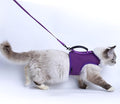 Kitty Harness and Leash for Walking Escape Proof Breathable Mesh Fabric, Purple, Small, Adjustable Cat Walking Jackets with Handle, Padded Stylish Cat Vest