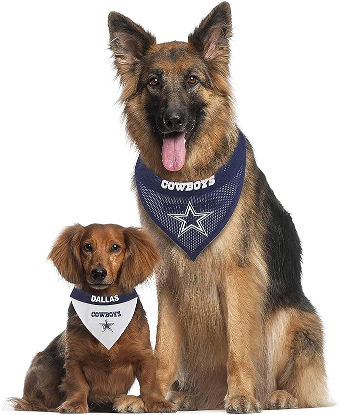 Pets First NFL Dallas Cowboys Reversible Bandana Size XX-Large for Dogs & Cats. 2 Sided Sports Bandana, Premium Embroidery Team Logo, Many NFL Teams Available