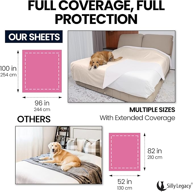 SILLY LEGACY Thin Reversible Waterproof Protective Cover or Liner for Bed or Couch (Twin Size 90 x 55 inch), for Dogs and Cats, Babies; Incontinence, Urine, Drool