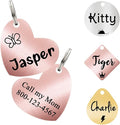 Ultra Joys Cat ID Tag Personalized Pet Tags, Durable Stainless Steel Small Pet Mini Dog Cat Tag Lightweight -Heart Tag in Rose Gold