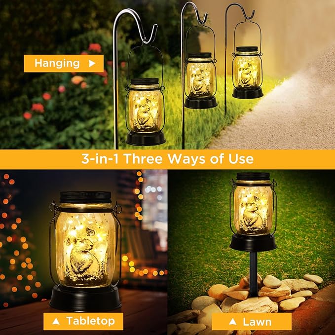 kyoryuger Capybara Gifts for Women/Men Capybara Solar Lanterns Mom Grandma Birthday Present Lantern Memorial Lights Solar Garden Decoration Outside for Yard, Patio,Backyard,Porch Torches