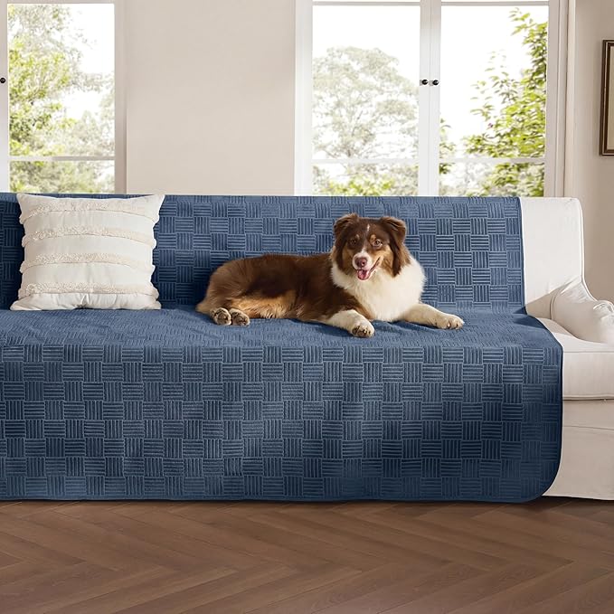 Bedsure Waterproof Couch Cover for Dogs Washable - Waterproof Blanket for Large Dogs Couch Sofa Bed Cozy, Lightweight Furniture Protector for Pet Cat Quick Drying, Navy, 52x82IN