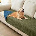 hyha Waterproof Dog Blanket, Soft Pet Bed Blankets, Waterproof Sofa Couch Cover for Dogs Washable, Reversible Pet Couch Covers for Sofa Furniture (30x90 Inch, Green/Navy Blue)
