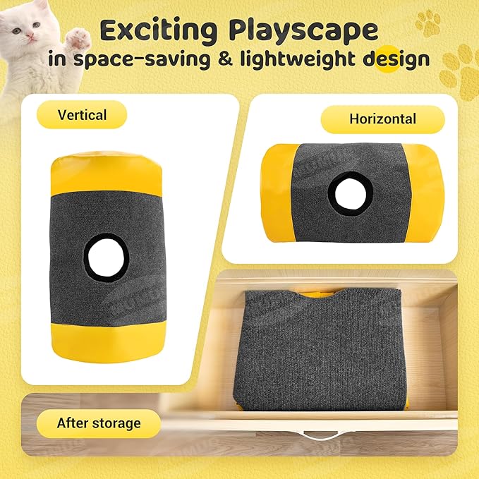 Cat Play Bag Collapsible Cat Tunnel Activity Center Mat Play Rug Cats Activity Adventure Carpet Cats Bags Drill Sleeping Bag Crinkle Bags for Indoor