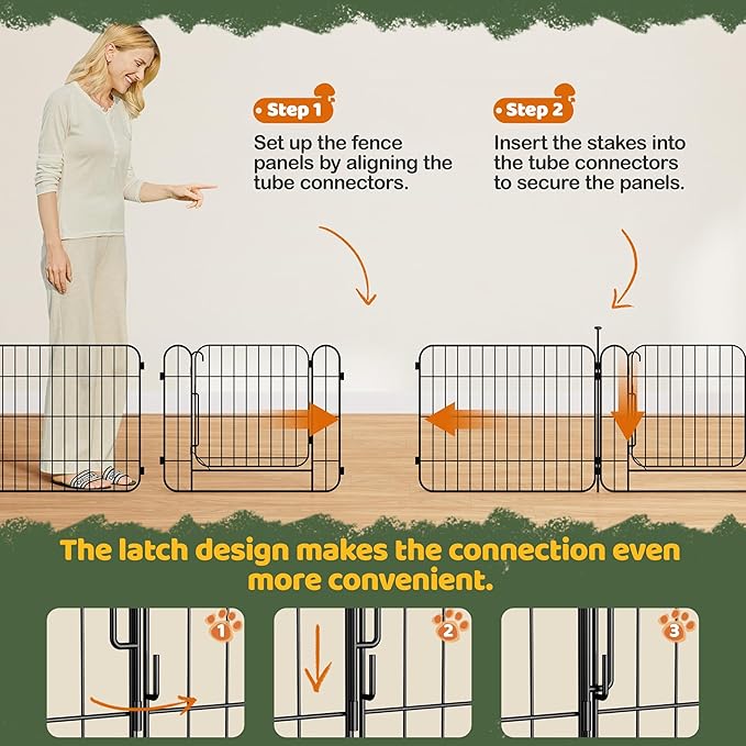 Yaheetech Expandable Dog Playpen, 8 Panel 20 inch Puppy Playpen with Door Indoor/Outdoor Pet Fence for Small Medium Dogs