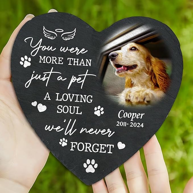 Personalized Dog Memorial Stone with Photo and Name Custom Pet Remembrance Plaque Sympathy Keepsake for Loss of Dog Outdoor Grave Garden Memorial Decor