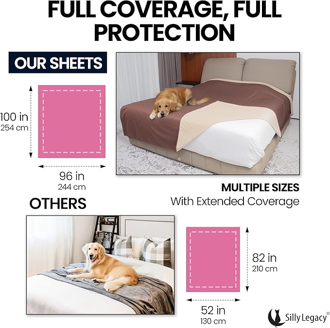 SILLY LEGACY Thin Reversible Waterproof Protective Cover or Liner for Bed or Couch (Twin Size, 90 x 55 inch), for Dogs and Cats, Babies; Incontinence, Dirt, Drool