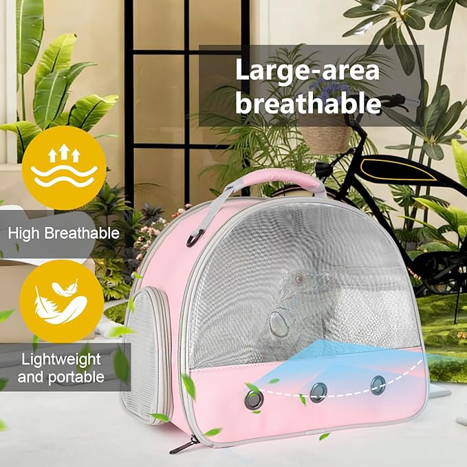 Ventilation Carrier for Bearded Dragon,Guinea Pig Carrier,Guinea Pig Carrier for 2,Reptile Travel Carrier for Lizards Sugar Glider Hedgehog Rat Parrot Birds,Airline Approved Pink