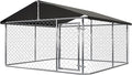 Outdoor Dog Enclosure Heavy Duty Dog Kennel House Mesh Dog Big Cage Pet Kennel Steel Fence with Secure Lock(9.84'x 9.84')