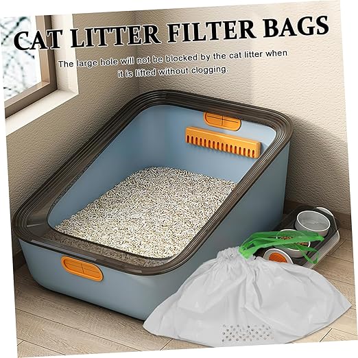 7pcs Cat Litter Filter Bags Easy to Use Pet Waste Pick-up Supplies for Litter Box Sturdy Material White Dimensions