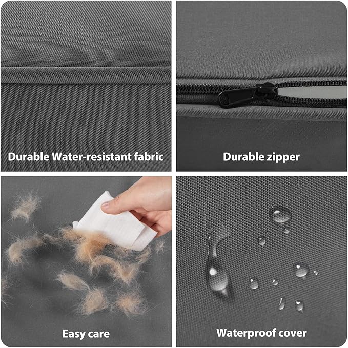 BFPETHOME Outdoor Dog Bed for Large Dogs, Waterproof, Orthopedic with Removable Washable Cover, Egg Crate Foam Mat. (30 x 20in, Dark Grey)