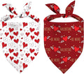 Heart Dog Bandana, 2 Pack Adjustable Holiday Party Birthday Pets Heart Bandana Triangle Bibs Cat Scarf Set