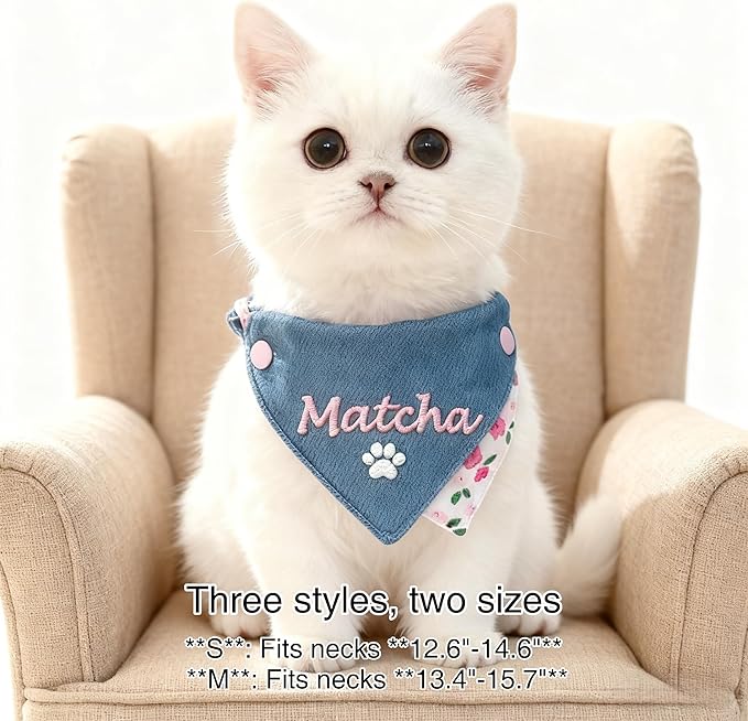 Custom Embroidered Dog Bandana Personalized with Name Adjustable Triangle Neckwear Scarf for Dogs and Cats Washable Polyester Pet Accessories Gift for Pet Lovers