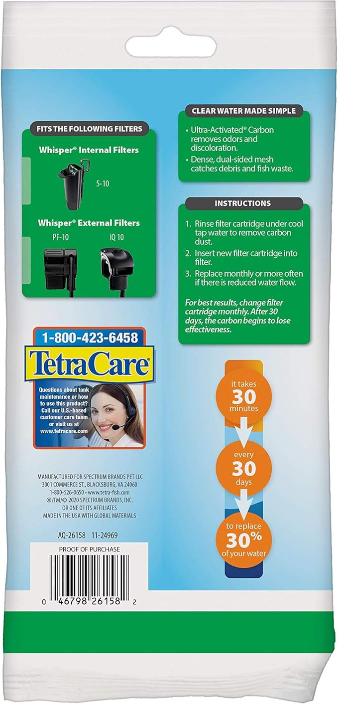 Tetra Whisper Bio-Bag Filter Aquarium Cartridges, Medium Filter for Freshwater and Marine Fish, Removes Odors and Discoloration, Ready to Use Medium Green Filter