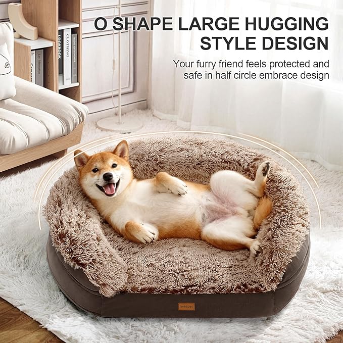 Orthopedic Dog Beds for Extra Large Dogs, 44" x32.6" x7.6" Supportive Dog Sofa Bed with 28D Egg-Crate Foam, Removable Washable Cover, Waterproof Lining, for Puppy,Senior,Sick,Brown