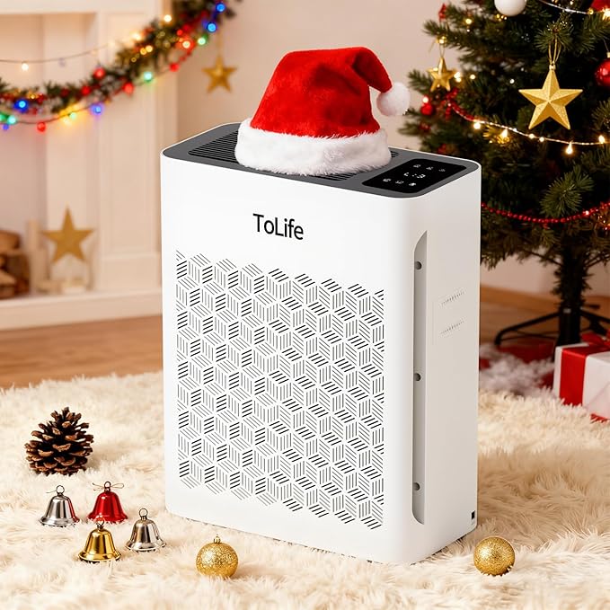 Tolife Air Purifier Large Room, Air Purifiers for Home Pets Hair with Washable Filter, Air Cleaner for Bedroom up to 1095 Ft² Dust Smoke Odor, Sleep Mode, Timer, White