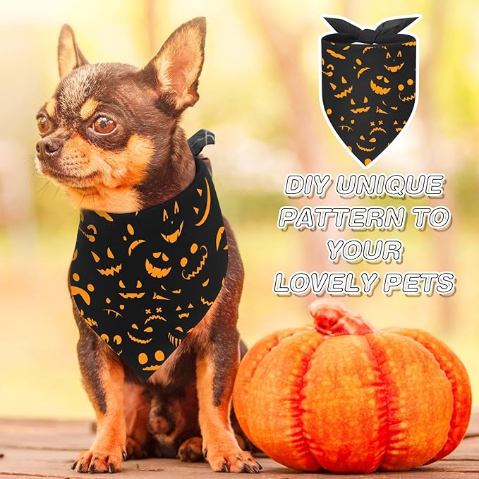 Abbylike 20 Pcs Sublimation Blank Dog Bandanas Plain Bandanas for Dogs Heat Transfer Triangle Bibs DIY for Puppy Cat Pets Birthday Costume Accessories Party Decoration (Black,Small)