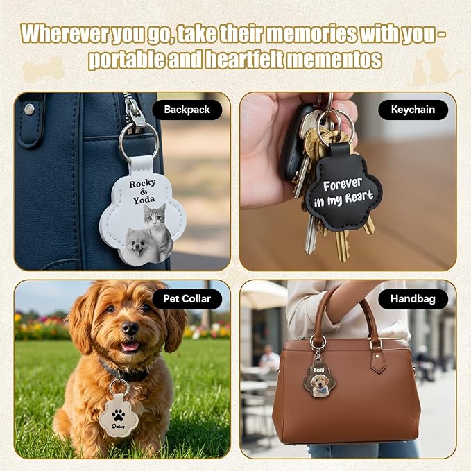 Personalized Dog Hair Keychain Pet Fur Keepsake Pet Memorial Cute Storage Keychains Cat Paw Shaped Key Chain to Store Fur