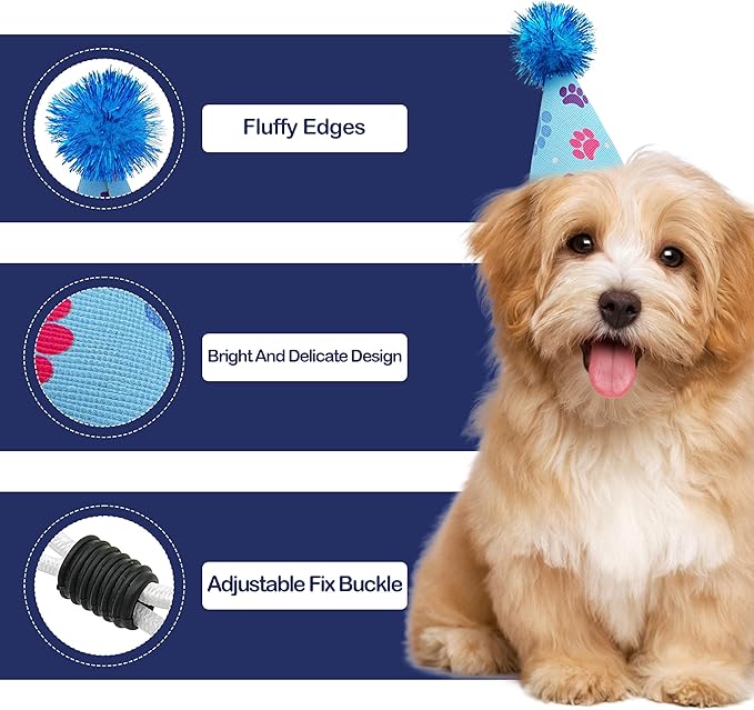 6pcs/Pack Mini Dog Party Hats for Small XS Cat Puppy Doggie Kitten Rabbit Stuffed Animals Birthday Holiday Party Grooming Accessories
