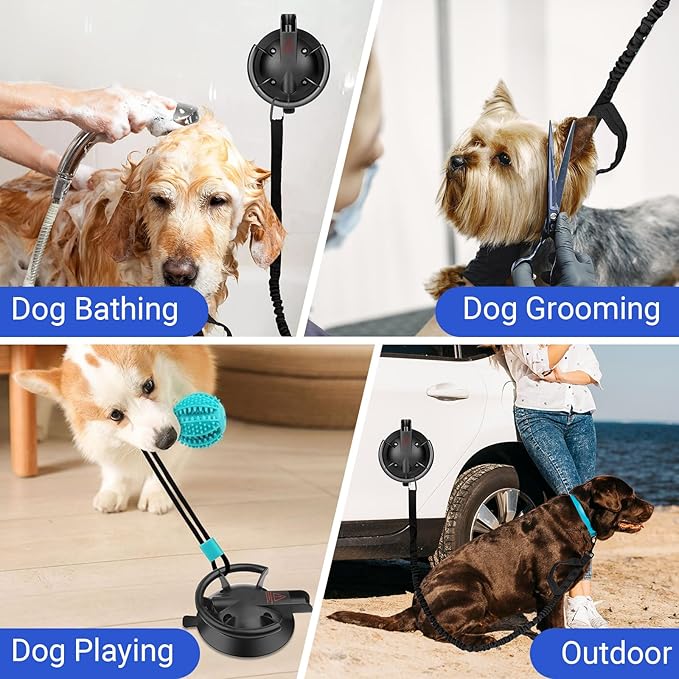 Dog Bathing Suction Cup with Tether, High Elasticity Nylon Dog Bathing Tether Leash with Powerful Suction Cup for Pet Puppy Cat Shower,Trimming, Grooming