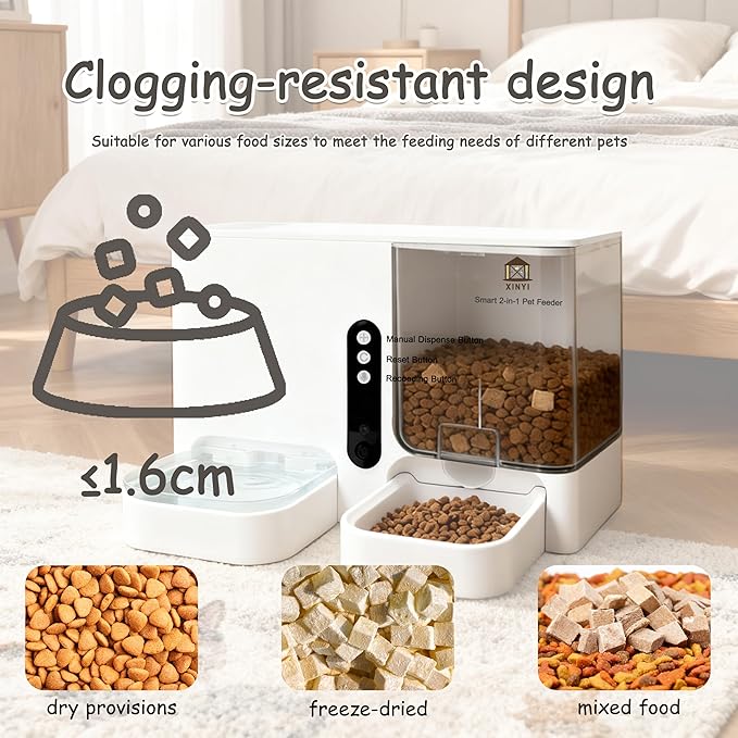 Automatic Pet Feeder and Water Dispenser 2-in-1 Set with WiFi, Proximity Sensor, Easy APP Operation, Real-time Video Monitoring for Cats and Dogs