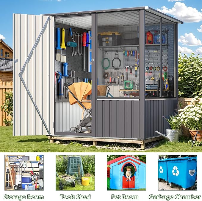 AECOJOY 5 x 5 FT Outdoor Large Bird Cage, Parrot Cage with Lockable Doors and Ventilated Mesh, Walk-in Aviary Cage for Macaws Canaries Parrots Budgie and Lovebirds