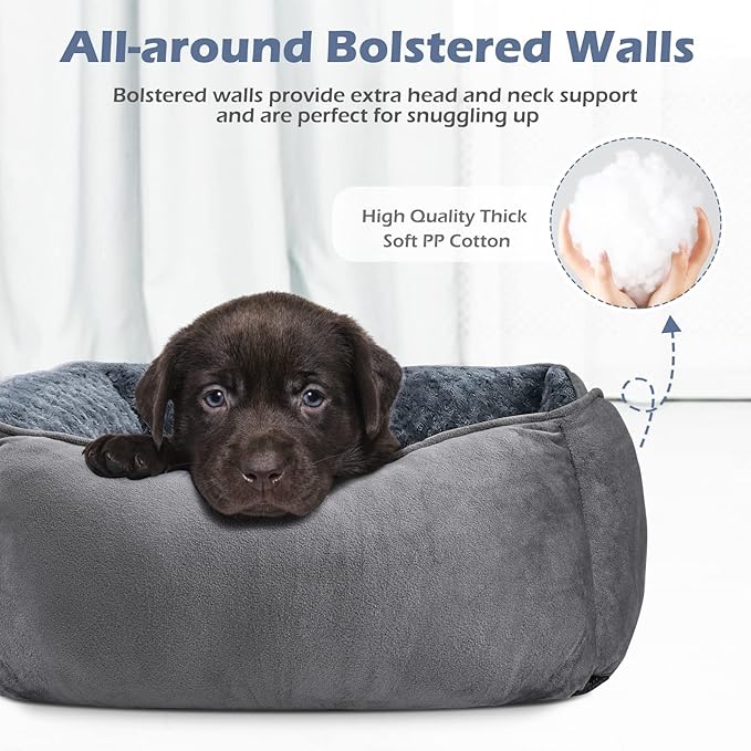INVENHO Dog Bed Medium Size Dog, Orthopedic Warming Soft Calming Sleeping Puppy Bed Durable Pet Bed with Anti-Slip Bottom (Pack of 2)