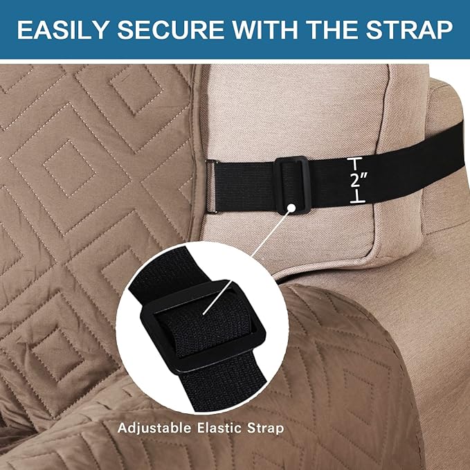 H.VERSAILTEX Reversible Sofa Slipcover Furniture Protector Water Resistant 2" Elastic Straps Sofa Cover Couch Covers Pets Fit Sitting Width Up to 78" (Oversized Sofa: 86" x 132", Taupe Brown/Beige)